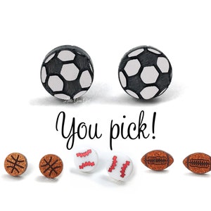 Soccer Ball Stud Earrings Titanium or Stainless Steel Studs for Sensitive Ears - Sports Earrings - Soccer Mom Gift