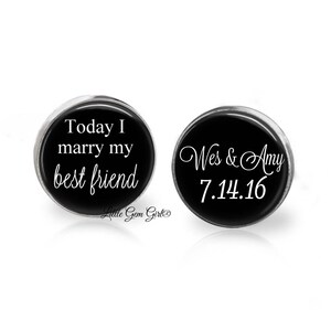 Custom Groom Cufflinks: Personalized Wedding Date, Sterling Silver or Stainless Steel