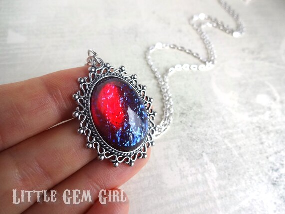 Czech Glass Mexican Opal Necklace – Dragon's Breath Fire Opal