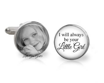 Custom Photo Father of the Bride Cuff Links - I will always be your Little Girl Personalized Wedding Cufflinks
