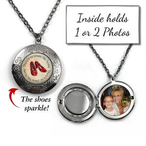 The Wonderful Wizard of Oz Locket with Custom Photo - Sparkle Ruby Slipper Necklace - Personalized Picture - No Place Like Home Going Away