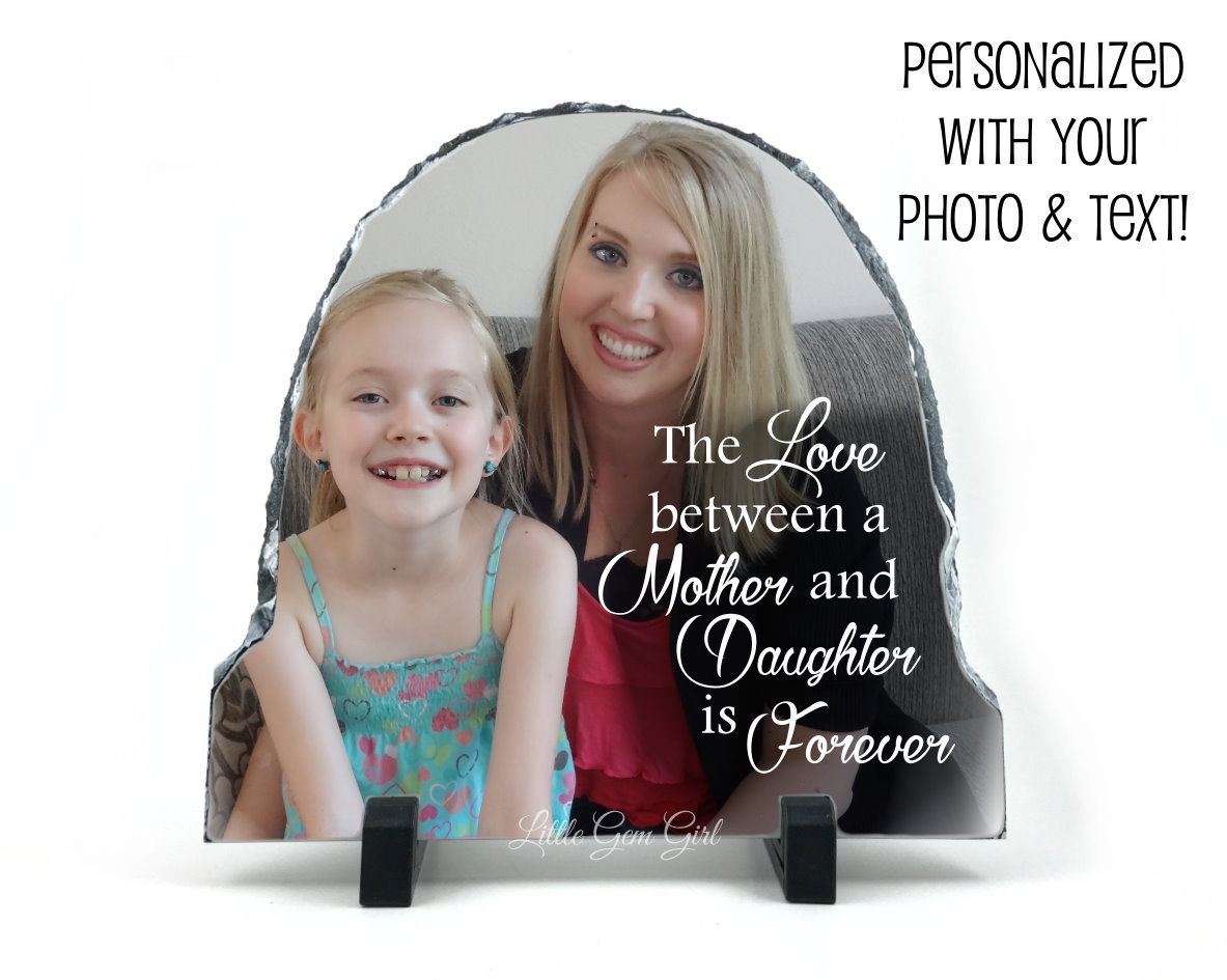 Custom Mothers Day Photo Plaque - Personalized Slate With Picture & Text Mom Daughter Gifts
