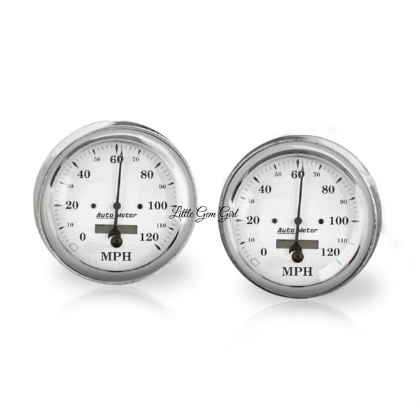 Classic Car Speedometer Cuff Links - Tachometer Hot Rod Cufflinks - Auto Racing for Father and Groom - Sterling Silver or Stainless