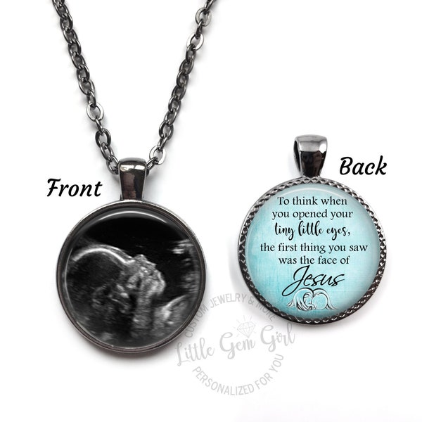 Double Sided Personalized Miscarriage Jewelry - Custom Picture Ultrasound Pendant Necklace - Infant Loss Memorial Gift