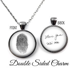 Actual Fingerprint Necklace or Key Chain - Custom Fingerprint Jewelry - Personalized Handwriting Necklace - Signature Jewelry Memorial Charm