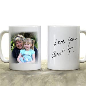 Loved Ones Handwriting Coffee Mug with Custom Photo - Personalized Memorial Gift for Loss of Loved One - Actual Signature In Memory Gift