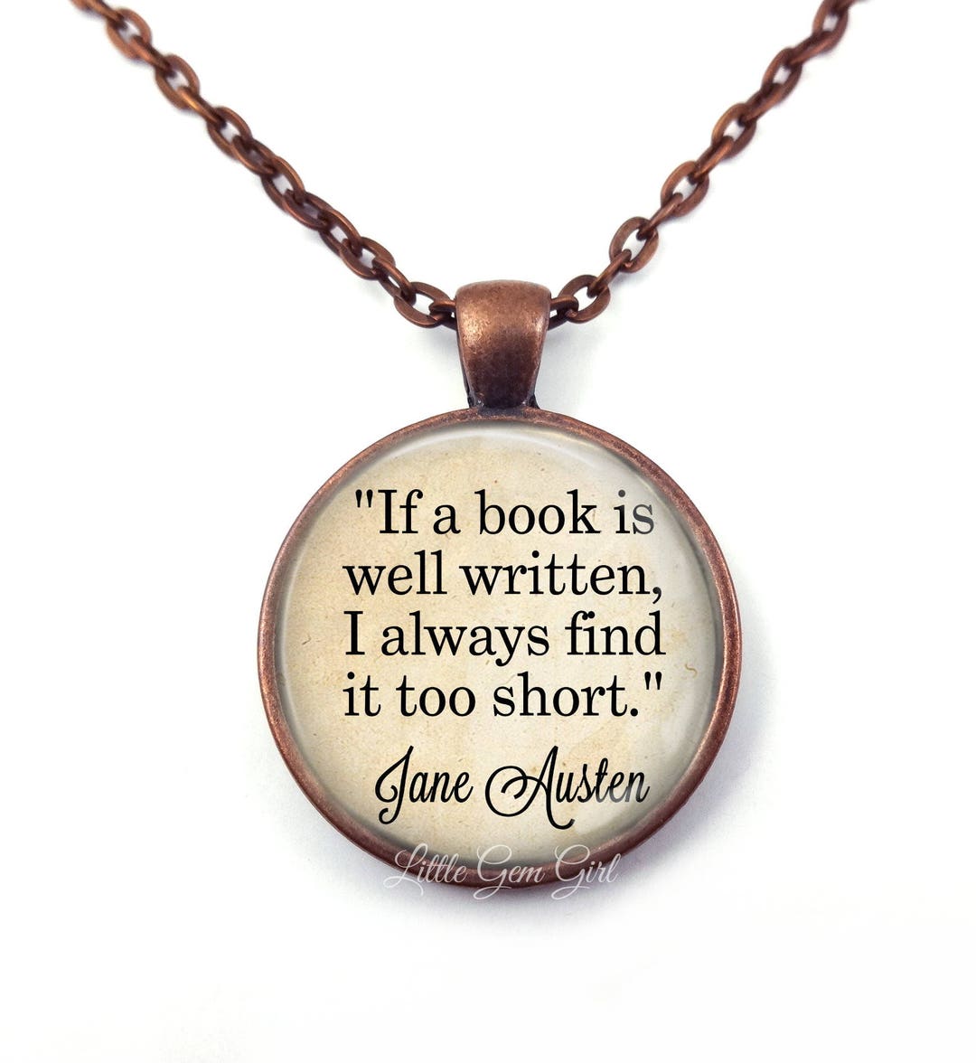 Jane Austen Quote Necklace or Key Chain If a Book is Well Etsy