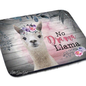 No Drama Llama Mousepad - Funny Llama Lover Mouse Pad - Watercolor Alpaca Gift for Co-Worker