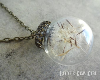 Make a Wish Pusteblume Halskette - Echte Pusteblume in Glas Orb Anhänger Terrarium Charm Birthday Wish Schmuck