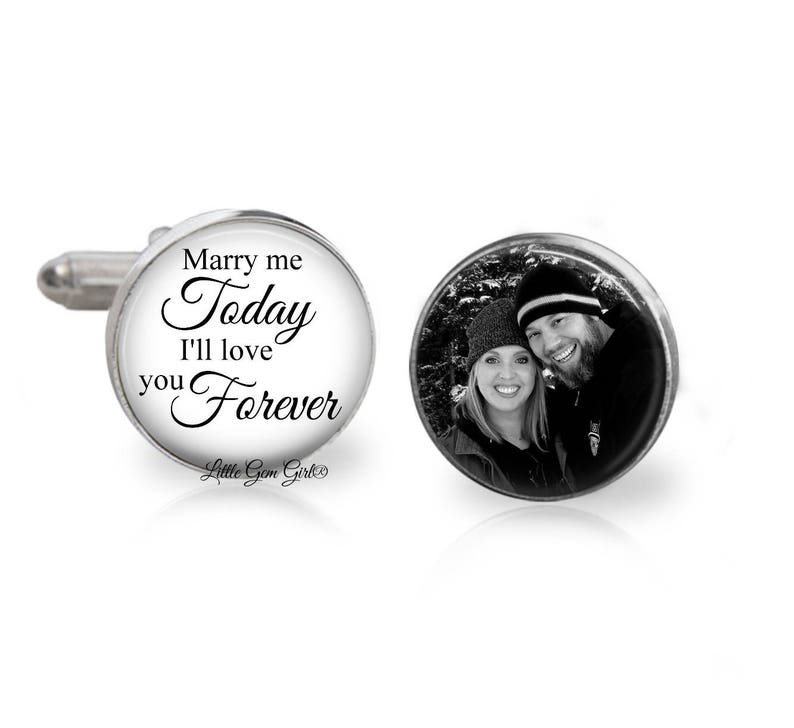 Stainless or Sterling Silver Marry me Today I/'ll love you Forever Groom Cuff Links Custom Photo Wedding Engagement Groom Gift