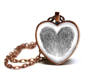 Custom Heart Fingerprint Necklace - Memorial Keepsake Jewelry Necklace - Personalized Loss of Loved One Gift For Women and Men