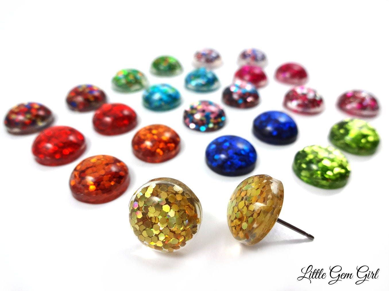 Navy Blue Glitter Stud Earrings 12mm Dark Blue Sparkle Studs Etsy