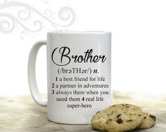 Personalized Brother Coffee Mug with Dictionary Definition Quote - Brother of the Bride or Groom Gift Large 15 ounce size