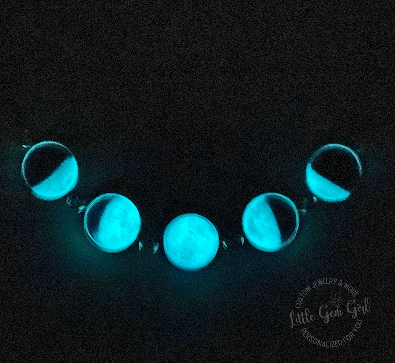 Glow in the Dark Moon Phase Necklace: Lunar Bib Necklace - Etsy