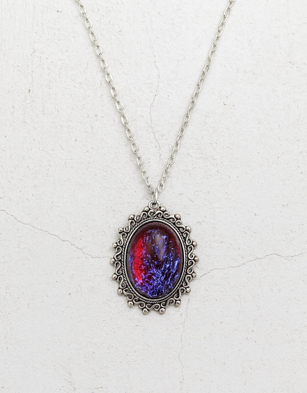 Czech Glass Mexican Opal Necklace – Dragon's Breath Fire Opal