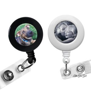 Custom Photo Retractable Badge Holder -  Personalized Photo ID Badge Reel - Custom Photo Employee Card Clip