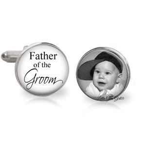 Father of the Groom Cuff Links - Custom Photo Cufflinks for Dad - Wedding Keepsake Personalized Picture - Sterling Silver or Stainless