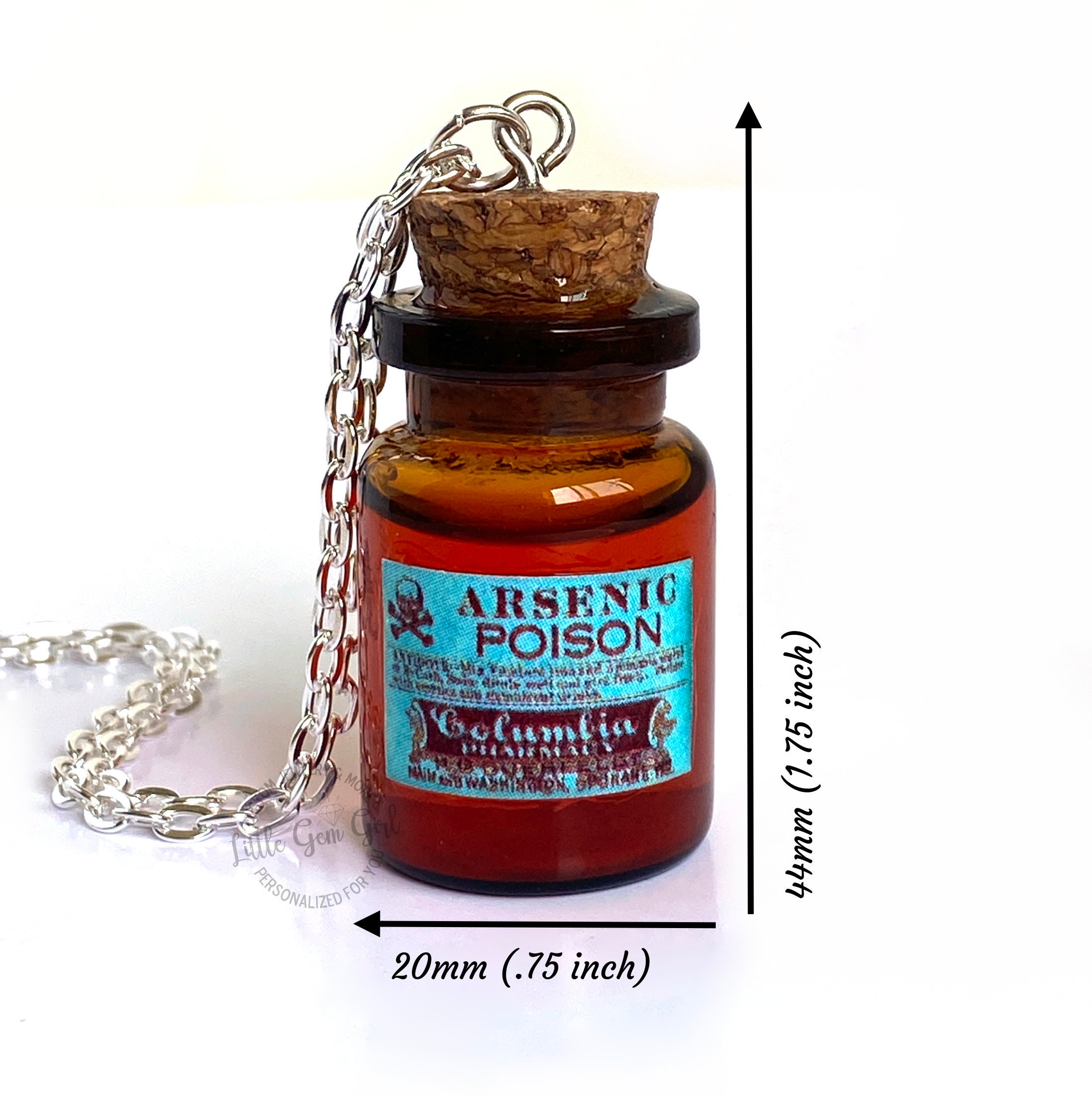Vintage Replica Arsenic Poison Glass Bottle Cork Necklace Vintage Replica Arsenic Poison Glass Bottle Cork Necklace