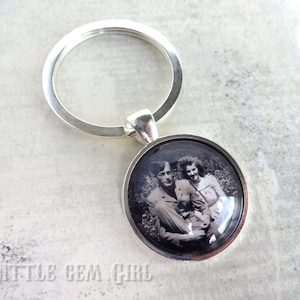 Custom Photo Key Chain - Picture Keychain Personalized Silver Key Charm - Fathers Day Mothers Day Custom Keepsake - Photo Jewelry