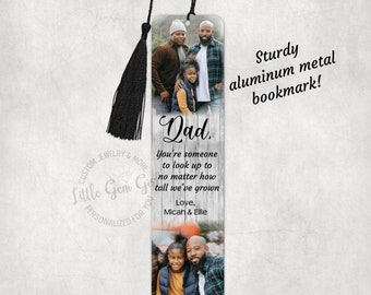 Father's Day Gift Custom Photo Bookmark for Dad, Grandpa, etc - Customize it! - Sturdy Aluminum Metal Personalized Picture Bookmark