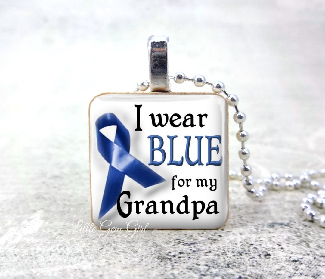 Custom Colon Custom Colon Cancer Support Necklace - I Wear BLUE Cancer Awareness ...