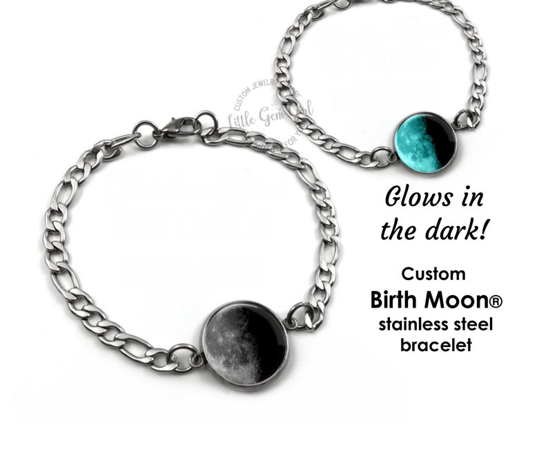 Custom Glowing Birth Moon Phase Bracelet – Glow in the Dark Lunar ...