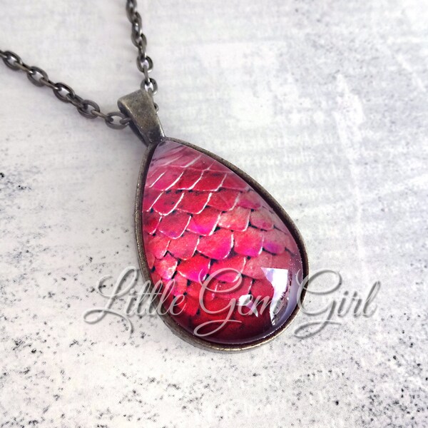 Custom Red Dragon Egg Necklace - Many Other Colors Available - Magical Dragon Egg Pendant Sci Fi Fantasy Geekery Jewelry - Mermaid Scales