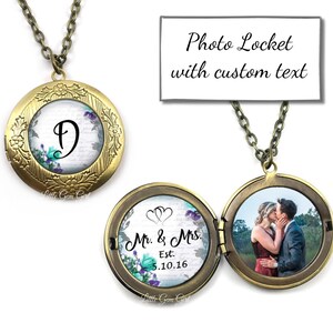 Personalized Locket with Custom Text and Photos - Inscribed Locket in Rose Gold, Silver or Gunmetal, 23 Designs - Round Picture Locket