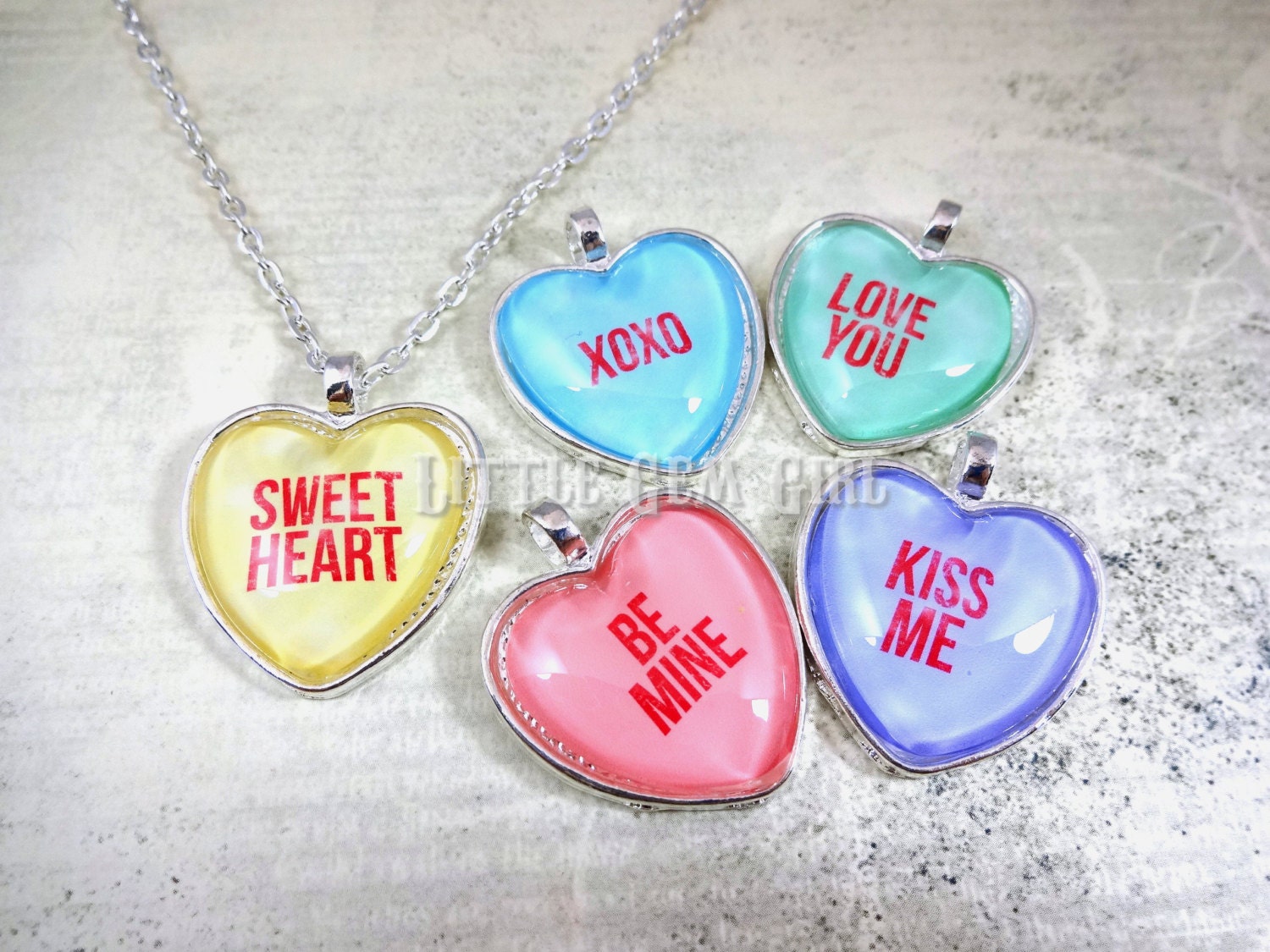 Valentine's Day Conversation Heart Necklace Personalized - Etsy