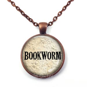Bookworm Necklace - Bookworm Jewelry - Book Necklace or Key Chain  Charm - Book Lover Reading Library Librarian Teacher Gift