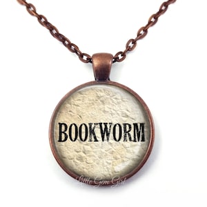 Bookworm Necklace - Bookworm Jewelry - Book Necklace or Key Chain  Charm - Book Lover Reading Library Librarian Teacher Gift