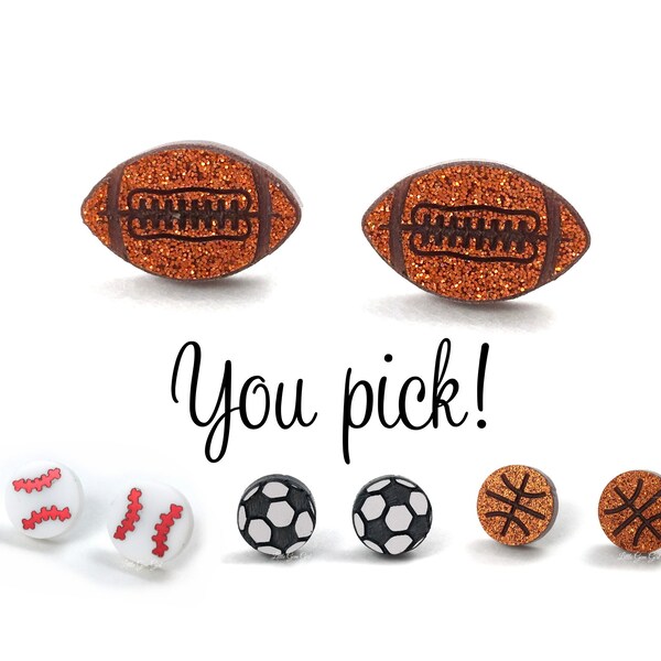Football Gold Stud Earrings