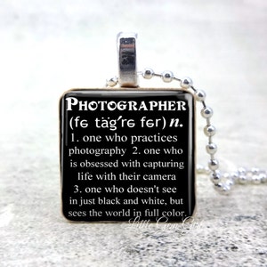 Photographer Necklace with Dictionary Definition on Wood Tile Photography Thank You Gift Photographer Quote Jewelry image 1