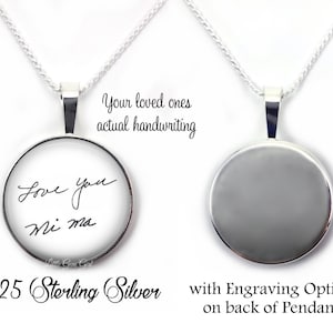 Memorial Signature Necklace - Personalized Handwriting Necklace - Custom Engraved Sterling Silver Handwriting Jewelry