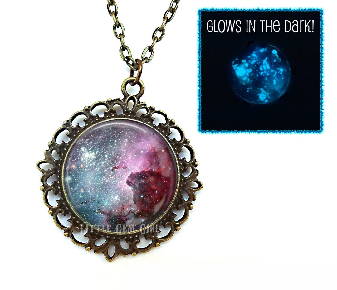 Custom Glowing Galaxy Necklace Glow in the Dark Star Necklace Glow in