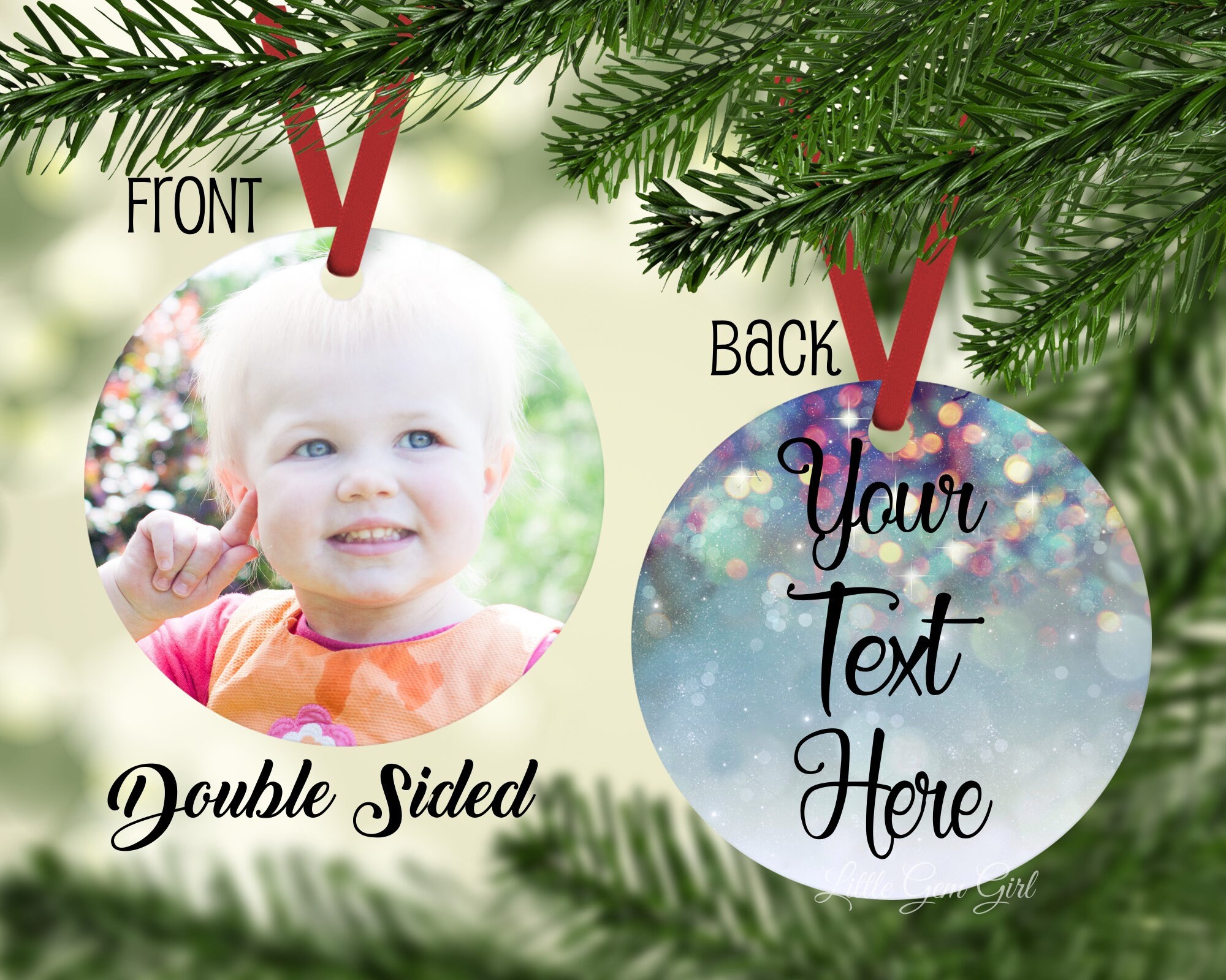 Ornaments Personalized Holiday Ornaments 2 Sided Christmas Tree