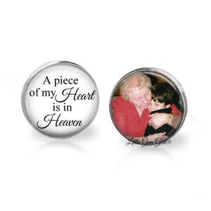 Custom Photo Memorial Cuff Links - Personalized Groom In Memory Picture Cufflinks - A Piece Of My Heart Is In Heaven