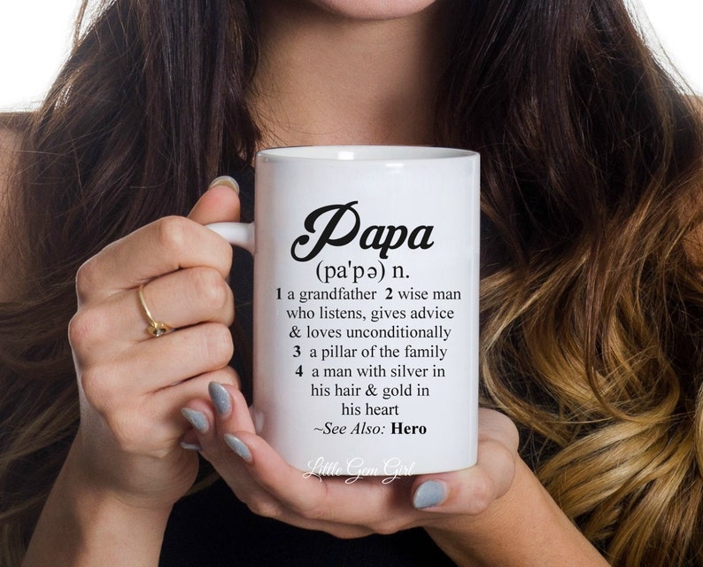 Papa Coffee Mug Custom Photo and Dictionary Definition Quote 15 ounce Personalized Picture Coffee Cup Fathers Day Grandpa Gift image 2