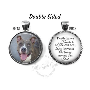 Death leaves a Heartache Custom Photo Double Sided Memorial Charm for Loss of Loved One or Pet, Reversible Personalized In Memory Jewelry