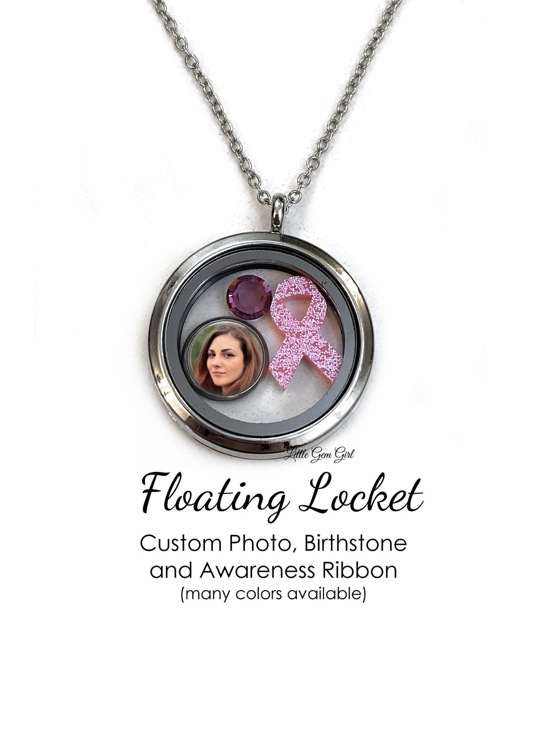 Personalized Floating Locket With Premium Crystal Birthstones, Photo ...