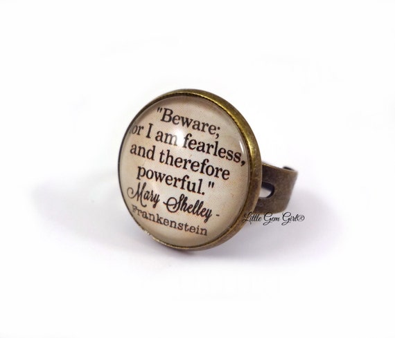 Frankenstein Livre Bague Mary Shelley Livre Citation Bijoux Etsy Canada