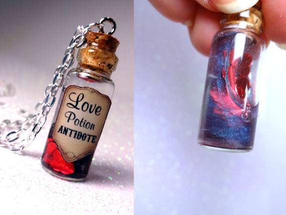 Love Potion Antidote Glass Bottle Cork Necklace Potion Vial Charm Liquid  Shimmer Magic Spells 