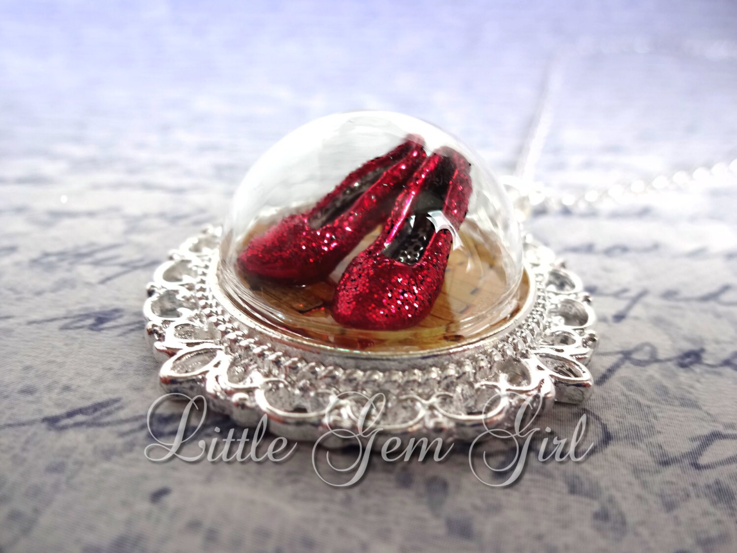 Ruby Red Slipper the Wonderful Wizard of Oz Necklace Silver Etsy