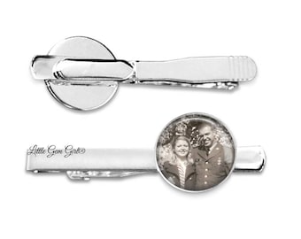 Wedding Memorial Photo Tie Clip - Tie Bar Personalized with Your Photo - Custom Groom Tie Tack - In Memory Gift