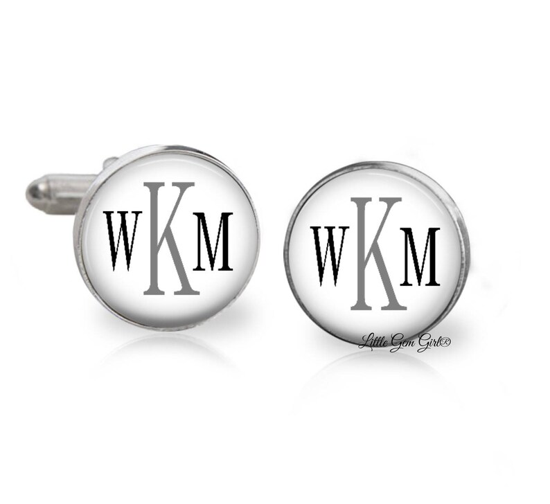 Set of 9 Groomsmen Cuff Links Custom Initial Monogram Wedding Party Cufflinks