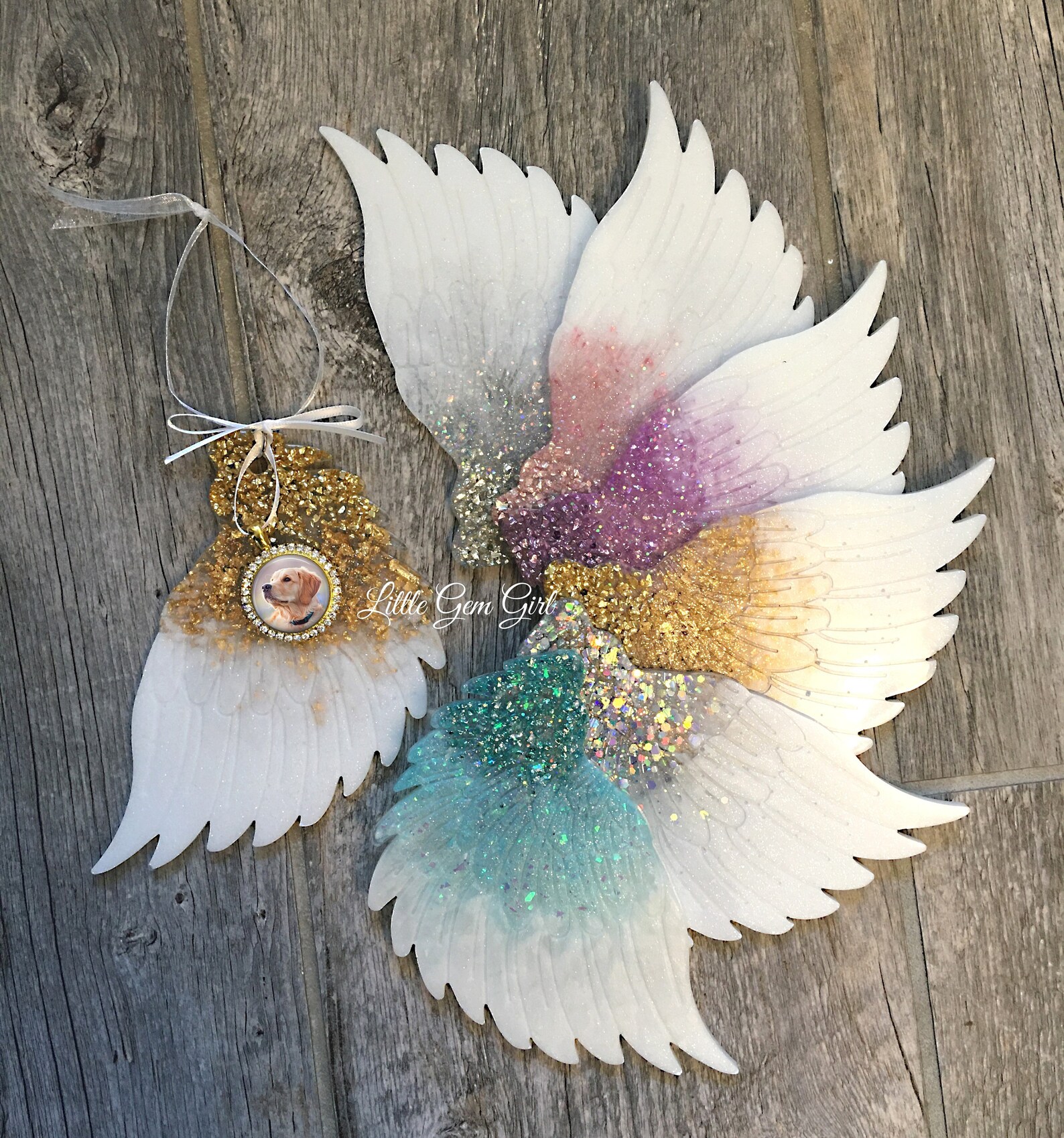 Custom Photo Pet Cremation Angel Wing Ornament Pet Ashes Etsy