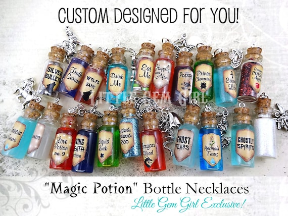 Magic Potion Bottle Necklace 1 CUSTOM Little magic bottle for sale in my Etsy