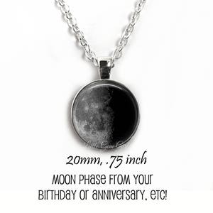 Custom Birth Moon Phase Necklace - Personalized 20mm Full Moon Pendant