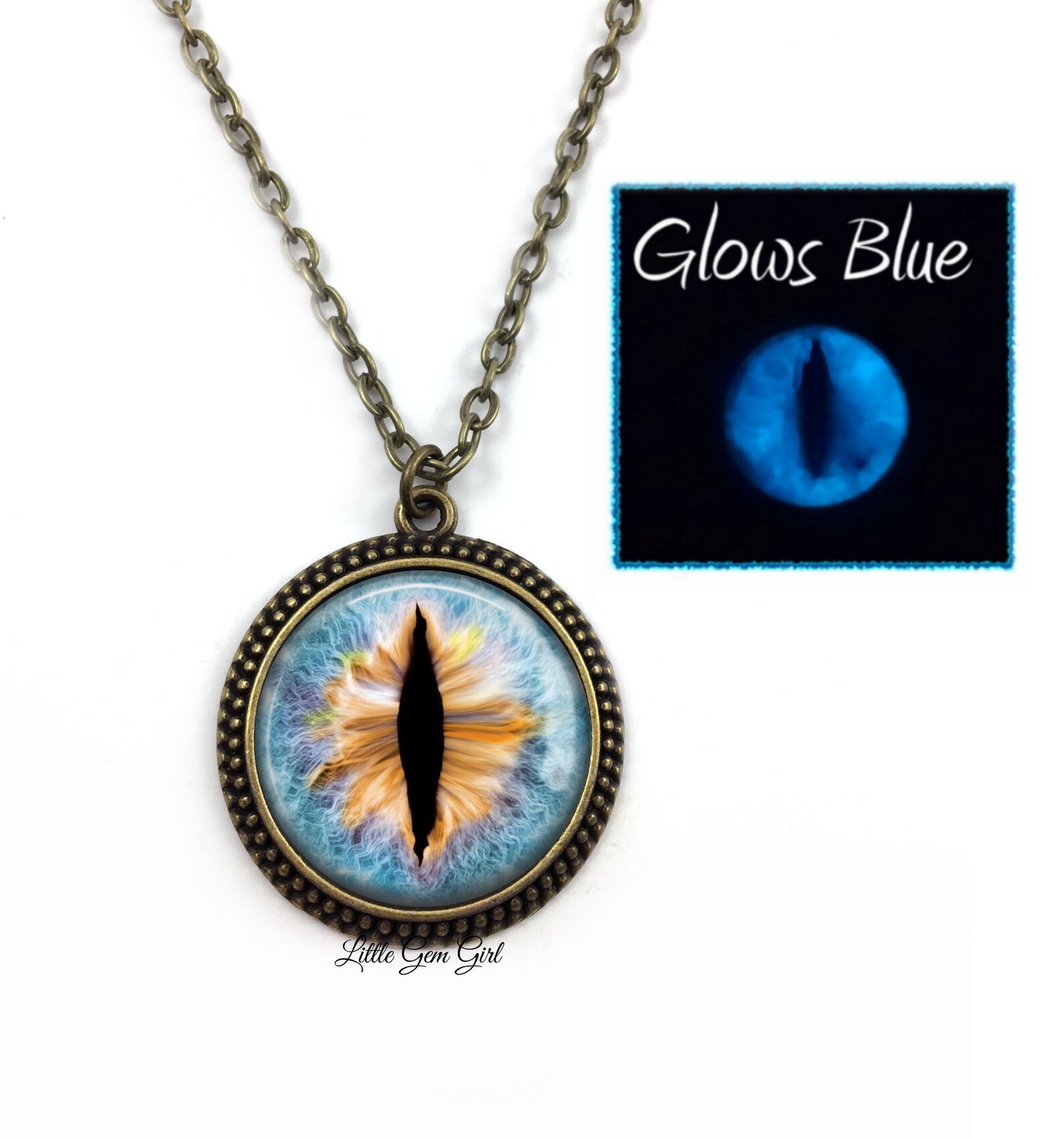 Cat Eye Necklace Custom Glow in the Dark Glass 25 Colors Etsy