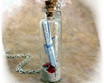 CUSTOM Message in a Bottle Necklace - Graduation Gift Going Away Glass Bottle Cork Necklace - Love Note - Song Lyrics - Wedding Vows - Poem